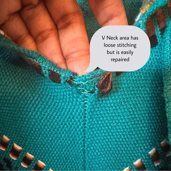 Women’s Navajo Boho Style Wool Blend Casual Poncho - Picture 6 of 7